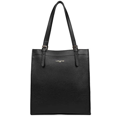 Sac cabas épaule LANCASTER Foulonne Double Noir Nude en cuir véritable pour femme