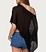 NUFIWI Women Knit Poncho Tops Sheer See Through Lightweight Shawl Summer Shrug Asymmetrical Hem Beach Cover Ups(Black,S)