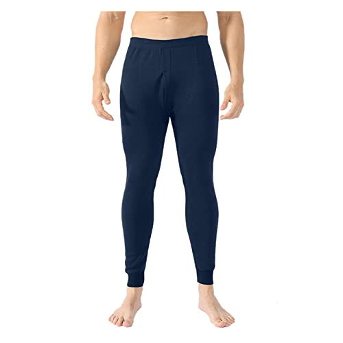 Hatop Men's Warm Fleece Lined Pants Winter Fleece Waist Knee Protectors Wool Trousers Athletic Lounge Jogging Pants Navy