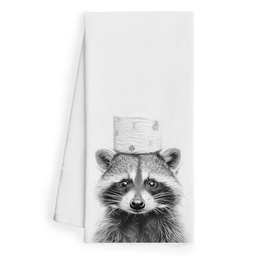 WFSM Raccoon Gifts Decorative Towels for Bathroom - Raccoon Decor Hand Towels, Cute Animal Kids Room Decor, Decorative Hand Towels for Bathroom, 16×24 Inches