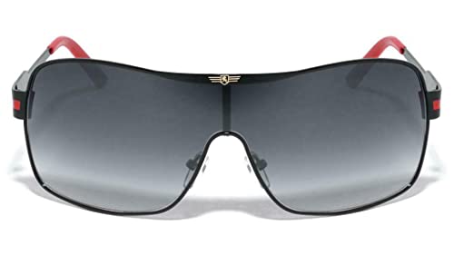 Khan Fashion Men's Square Aviator Style Sunglasses Silver Black Blue Sport Shades,Black/Red2