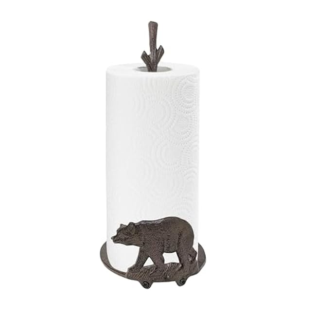 Standing Bear Design Paper Towel Holder ¨C Freestanding Cast Iron Stand for Kitchen & Lodge D¨¦cor ¨C Rustic Animal Paper Towel Holder ¨C Great Gift for Wildlife & Cabin Lovers