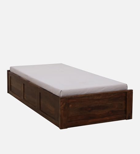 Image of Solid Wood Single Diwan Bed Cot for Bedroom | Guest Room | Living Room | Hall with Storage Box (Single Size, Teak Finish, 1 Piece)