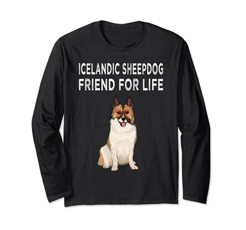 Icelandic Sheepdog Friend For Life Dog Friendship Long Sleeve T-Shirt, Black