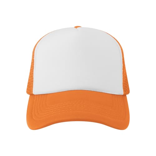 Image of TopTie Blank 5 Panel Trucker Hat Foam Front Mesh Back 2 Tone Trucker Snapback Hat