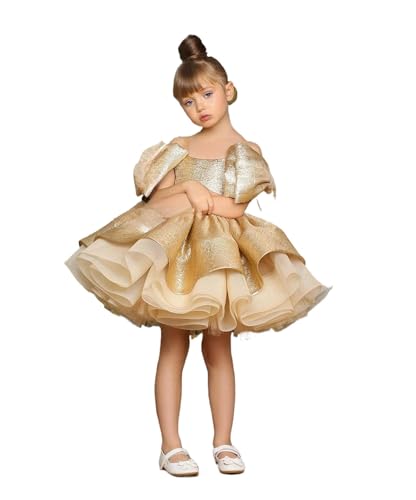 Satin Puffy Flower Dresses Short Girls Pageant Promes Princess Bow Knot Birthday Party Dress with Sleeveless PT636