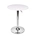 24 Inches Round Bar Table Adjustable Height Chrome Metal and Wood Cocktail Pub Table MDF Top 360°Swivel Furniture (White)