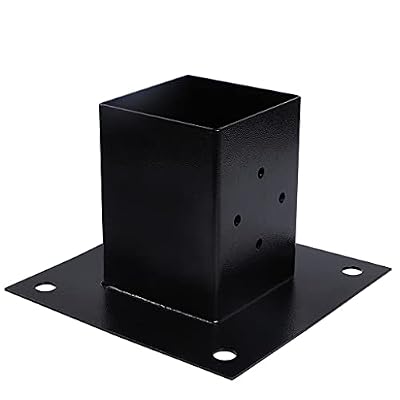 Skelang Fence Post Base 4 x4 Inches, Square Plate Post Bracket Anchor, Wood Post Support Flange for Deck Porch, Handrail, Mailbox