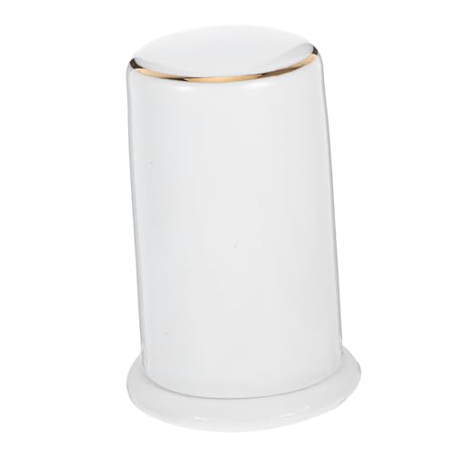 BEBEMOKO White Toothpicks - Toothpick Container Desktop Toothpick Dispenser Ceramics Containers with Lids