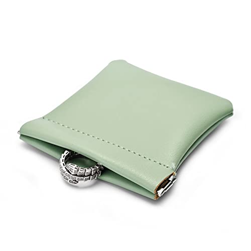 Woodten Green PU Leather Jewelry Pouch Portable Travel Small Jewelry Bag