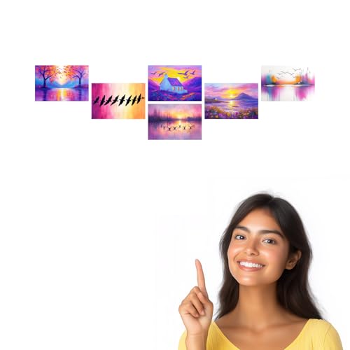 Image of SiddArtify Abstract Landscape Wall Art Prints Set - Colorful Nature Poster Decor for Living Room Bedroom Office - Set of 2-4x6 Inch - Board (Pack of 6) - Sticker (Pack of 6)