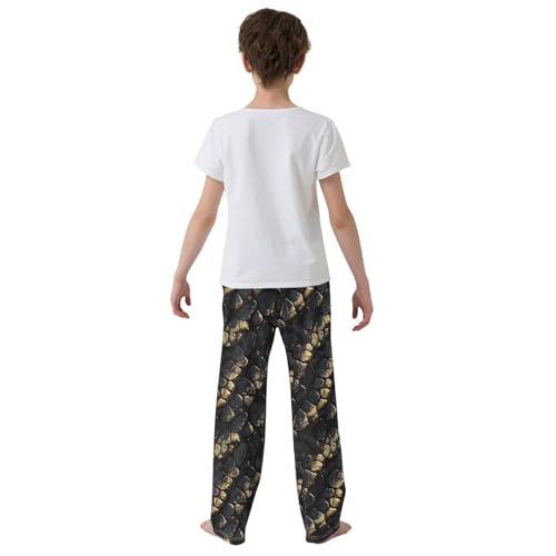 Boys' Pants Black Gold Snakeskin Texture Long Bottoms Jogger Pants Elastic Waist Trousers with Pockets S-XL3