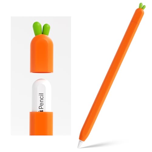 Image of ELETIUO Carrot Silicone Skin Cover Compatible with Apple Pencil 2nd Generation, Protective Cover Accessories Compatible with iPad Pro 11 12.9 inch