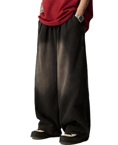 Men's Loose Fit Baggy Jeans Casual Streetwear Wide Leg Hip Hop Oversized Denim Pants