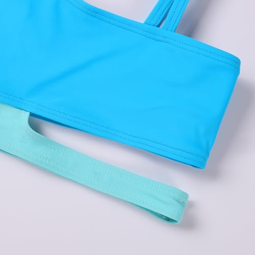 Image of Girls 2 Piece Bathing Suits Kids Color-Blocking High Waist Bikini Set Teen Swimsuit Beach Swimwear for 3-16 Years
