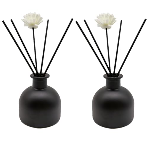 Opiniones de Accesorios para fragancias al mejor precio. 46 2 botellas difusoras de láminas de perfume, recipiente de vidrio aspiradora de 100 ml, accesorios de fragancia para uso con palos negros para reemplazo de bricolaje (negro mate)