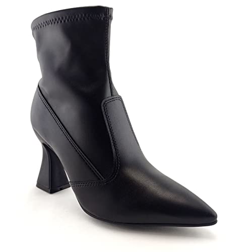 Bota Beira Rio Estilo Fashion Salto Médio Tipo Vírgula,Preto, 38