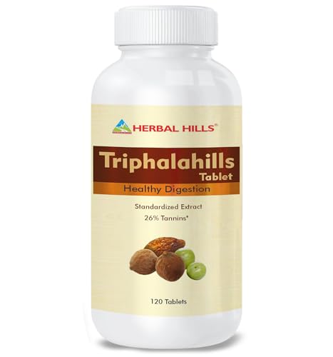 Image of Herbal Hills Triphala Tablets, (120 Tablets Pack) | Supports Healthy Digestion & Detox | Triphalahills Supplement For Constipation, Gut Cleanse & Metabolism | With Amla, Haritaki & Baheda