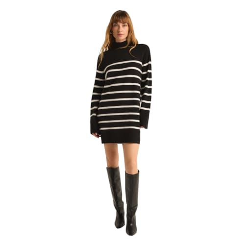 Z SUPPLY Women's Fin Stripe Sweater Dress Black L