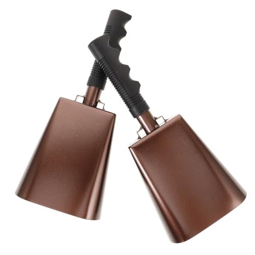 Happyyami 1Pair Cowbell with Handle Cheering Noise Maker for Sports Events Percussion Musical Instrument for Parties Concerts and Classroom Activities
