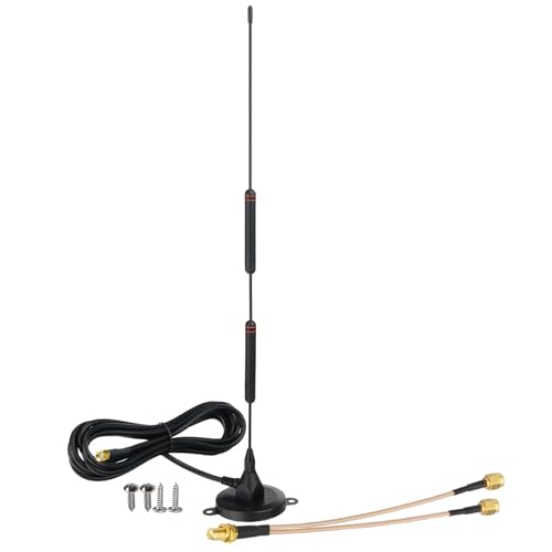 Bingfu 4G LTE Antenne 10dBi SMA-Stecker mit Magnetfuß und 3M Kabel, inkl. SMA-Splitterkabel – für LTE-Router, Hotspots, Mobilfunk-Gateways, IoT-Geräte