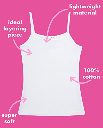 dELiA*s Toddler Girls Camisole - 6 Pack 100% Cotton White Tank Top - Spaghetti Strap Cami Undershirt for Girls (Sizes 2T-4T)2