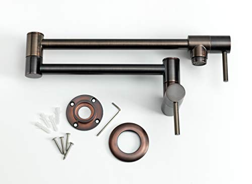 Wall Mounted Pot Filler Faucet (Modern, Aged Bronze) Wall Mounted Pot Filler Faucet (Modern, Aged Bronze)
