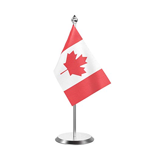 Image of The Flag Company Country Table Flag Single Stainless Steel Stand for Home and Office Desk,Conference (Canada)