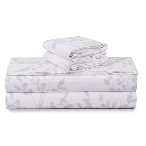 Tribeca Living King German Flannel Pillowcases, Set of 2, 200-GSM Heavyweight Cotton, Liliana Floral