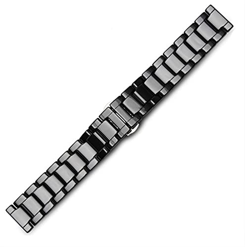 Keramik-Uhrenarmband, 14 mm, 16 mm, 18 mm, 20 mm, 22 mm, weißes schwarzes Keramikarmband, Universal-Armband-Zubehör (Armbandfarbe: Schwarz, Armbandbreite: 14 mm) thumbnail