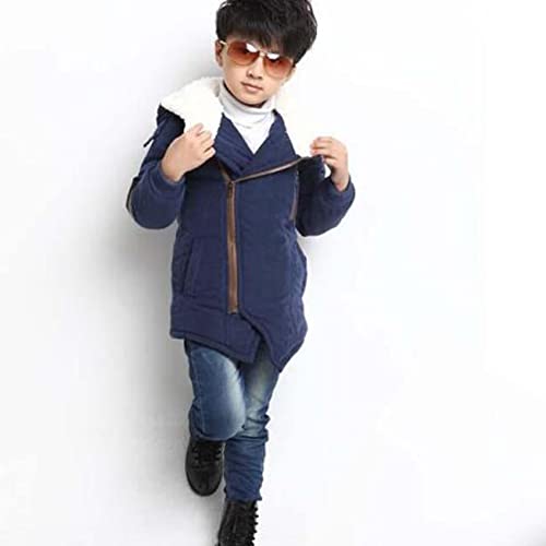 Ruogu Kids Boys Thick Cotton Padded Parka Jacket Hooded Fleece Winter Coat Outerwear (Navy, 9-10 Years) #TOP6