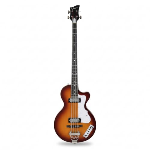 Grote Hollow Body Electric Single-cutaway Bass Guitar Vintage Style Bass with Dual Humbucker Pickups, Professional 4 String Bass for Beginners and Adults (VS)