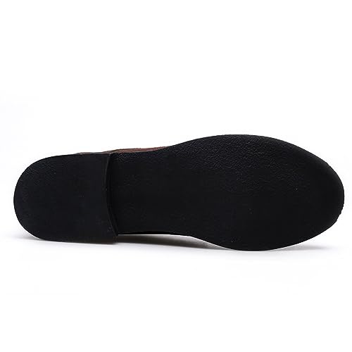 Men Fashion Oxford Shoes Lace Up Pointed Toe Block Heel Flats Suede2