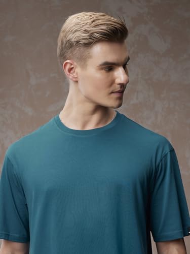 Image of Bewakoof Men's Solid Oversized Fit Half Sleeve Round Neck T-Shirt American Pima | | Lightweight | Multipurpose
