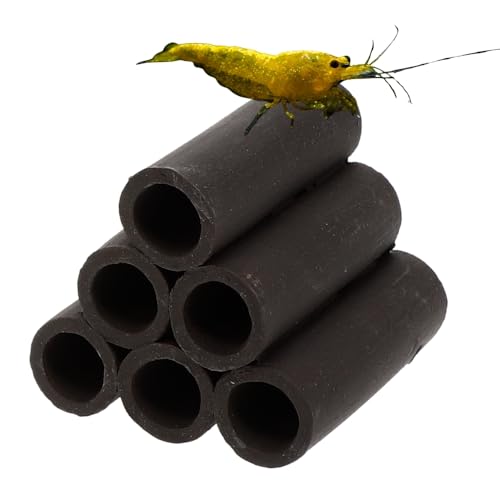 GarPet Aquariendeko Pyramide 6er Garnelenröhre Aquarium Deko Garnelen Garnelenhöhle Krebshöhle Welsröhre Laichröhre Keramik Ton schwarz