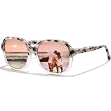 CARFIA Large Curved Pink Mirrored Acetate Polarized Sunglasses for Women UV Protection, Retro Ladies Shades Driving Eyewear