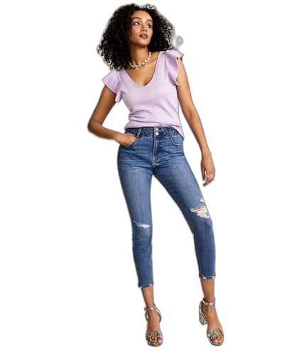 Juniors' Curvy Double-Button Skinny Jeans