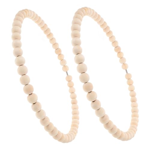 Holibanna 2pcs Wooden Bead Wreath Base Creative DIY Crafts Garland for Holiday Party and Everyday Home Decorations Sturdy Hoop Wall Hangings for Bedroom and Living Spaces