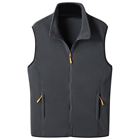 Generic Polar-Fleece-Weste Herren Einfarbig Mit Reißverschluss Fleeceweste Stehkragen Ärmellos Mit Taschen Steppweste Freizeit Mode Loose Fit Herbst Winter Winterjacke Tank Top Sweatjacke Vest Cover