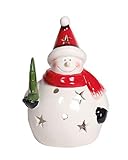 Material: Keramik Deko Teelichthalter Schneemann Christian Weihnachtliches Windlicht Weihnachtswindlicht Geschenkidee für Weihnachten