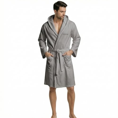 Intimitaly Albornoz de microfibra con capucha, bolsillos y cinturón, unisex, secado rápido, transpirable, disponible en varios colores, perla, M