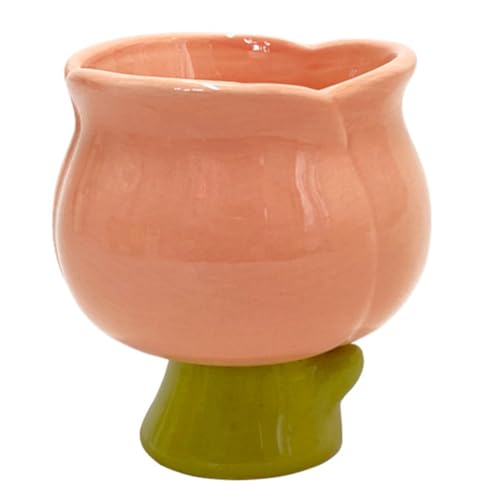 BEBEMOKO Taza De Cerámica Forma De Tulipán Diseño Artístico Para Helados Postres Portacandelas Decorativo