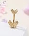 Jewseen Cute Butterfly Navel Ring Belly Button 14g Curved Barbell 2026 Spring Aesthetic Fashion Piercing Jewelry Surgical Steel-Gold A
