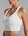 Wingslove Longline Sports Bra for Women Wireless Workout Crop Tank Top Built-in Cups Seamless Cross Back Bras (White,M)