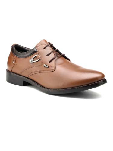 Image of Lee Cooper LC2024B3R Men's Leather Derby Formal Shoes | Lightweight, Comfortable & Stylish Lace-Ups for Office, Business