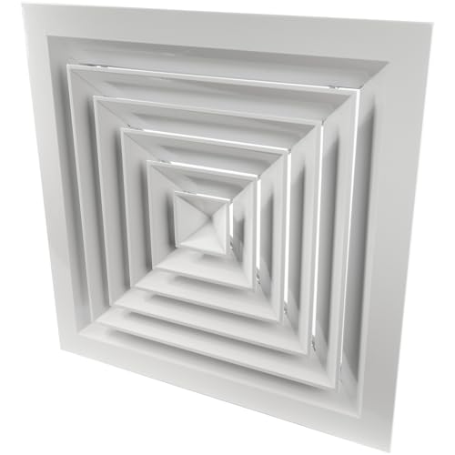 Repa Market 15' x 15' Inch Square Aluminum Ceiling Diffuser - Industrial 4 Way Supply or Exhaust Ventilation, Air Conditioning - HVAC Horizontal Flow Duct Cover for Home, Office, Warehouse 20' x 20'