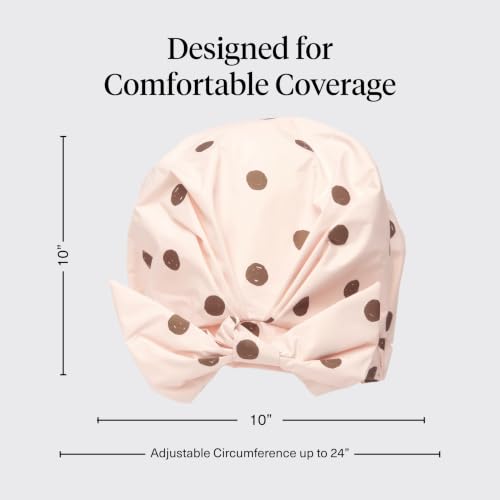 Image of Kitsch Luxury Large Shower Cap for Women - Blush Dot | Shower Caps for Women Reusable Waterproof - Non-slip, Comfortable Quick-dry Hair Shower Cap for All Hair Types