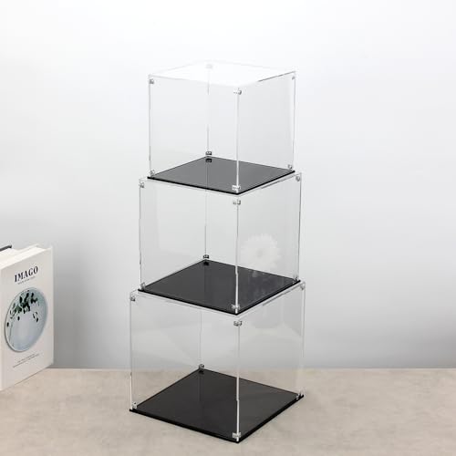 Image of 10x10x10Inch Self-Assembly Acrylic Clear Display Case | Acrylic Display Box Cube Collectibles Show Box, Removable Countertop Box for Collectible Helmet Basketball Home Organization