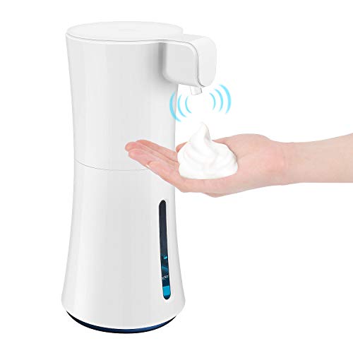 Automatic Foaming Hand Sanitizer Dispenser, 15oz./450ml Touchless Smart Foaming Soap Dispenser, HITRENDS Infrared Motion Sensor Soap Dispenser, Long Standby for Bathroom Kitchen Office (White)