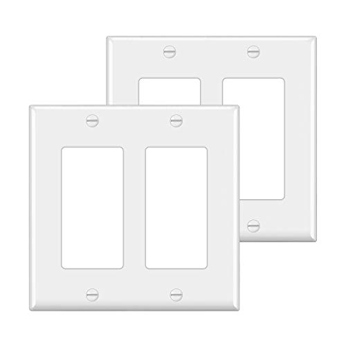 Image of BESTTEN 2 Pack 2-Gang Decorator Wall Plate, Standard Size, UL Listed, White